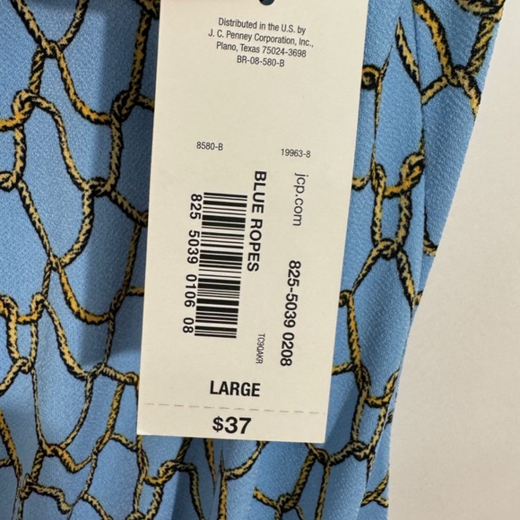 BOLD Elements Women’s Size Large Blue Rope Print Sleeveless Twist Front Top New - Picture 4 of 6